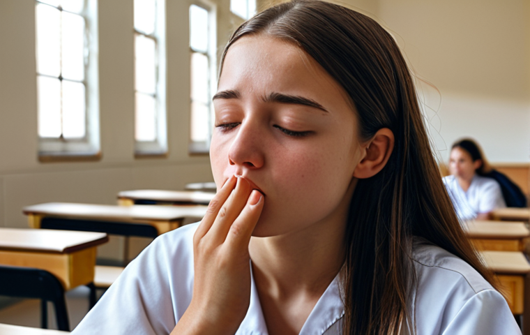 **
A student calmly taking deep breaths before a practical exam. Focus on conveying confidence and a positive mindset, visualizing success.
**