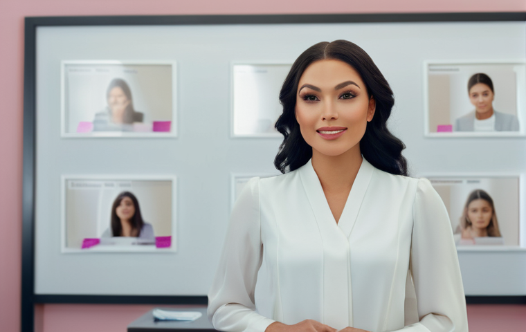 국내 메이크업 자격증 종류와 차이 - **Prompt:** A young, aspiring female makeup artist with a bright smile, meticulously applying subtle...