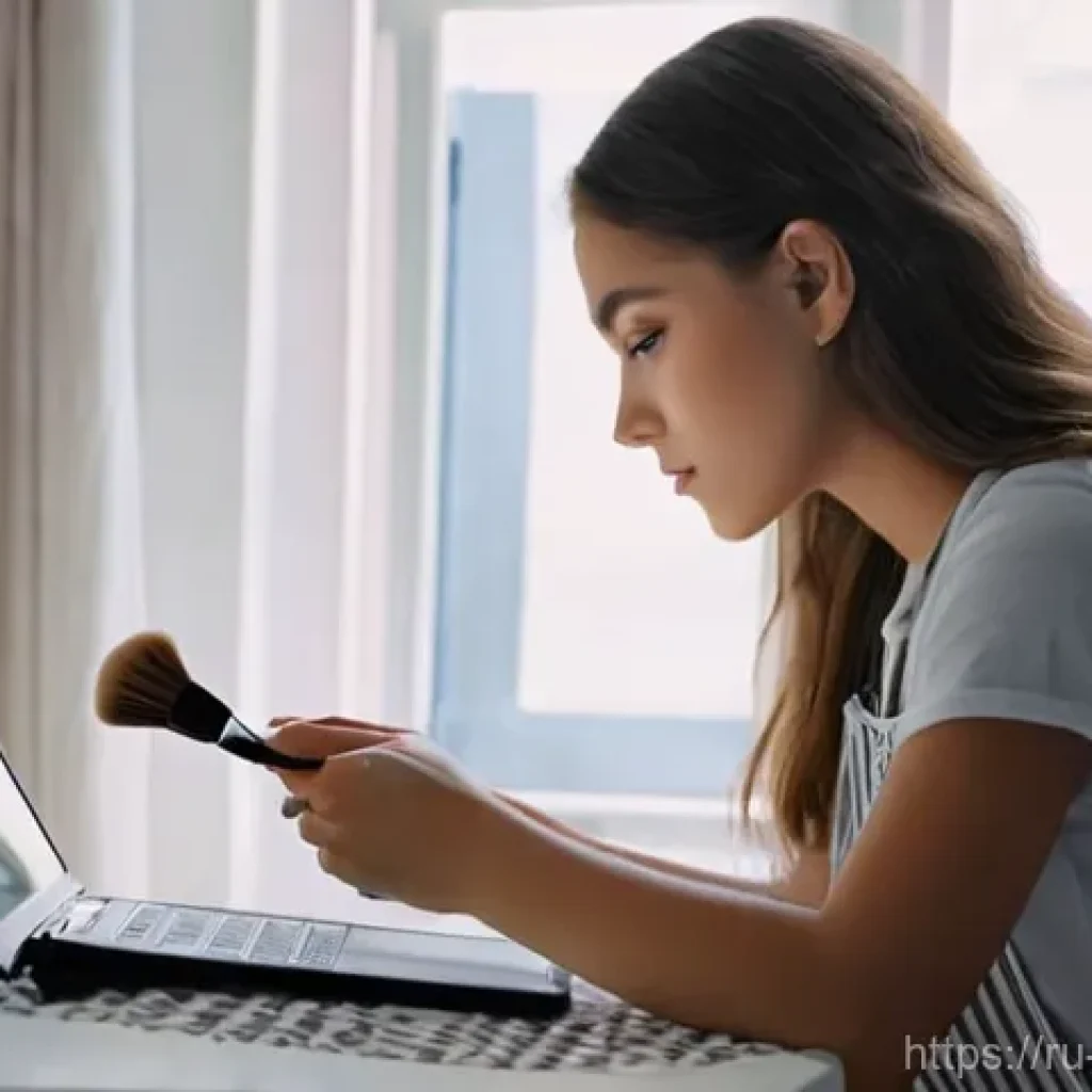 뷰티 기업 채용 정보와 메이크업 - **Prompt 1: The Aspiring Beauty Enthusiast's First Steps**
    "A young Russian woman, around 18-22 ...