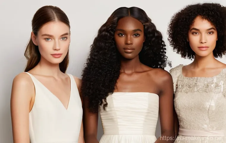 메이크업 아티스트 포트폴리오 작성법 - **Prompt:** A diverse group of three young adult models (one with fair skin and dark hair, one with ...