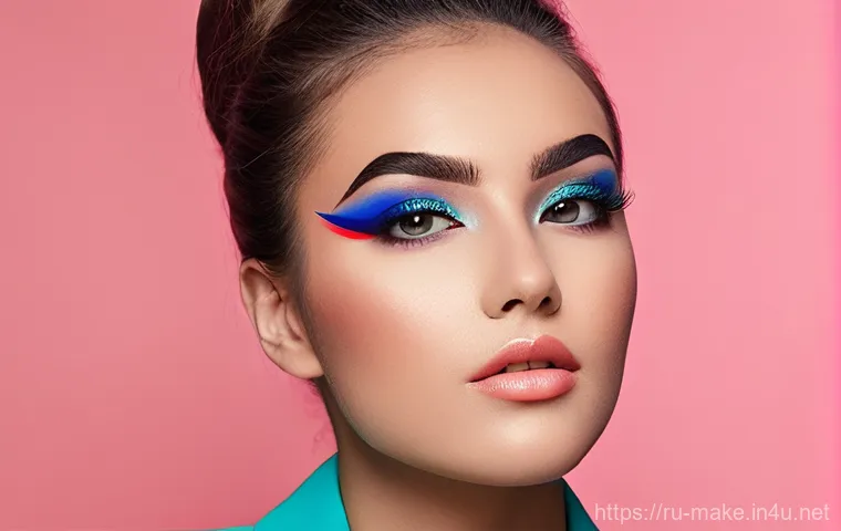 메이크업 아티스트 포트폴리오 작성법 - **Prompt:** A dynamic, bright image capturing a moment during a makeup artistry process. A female ma...