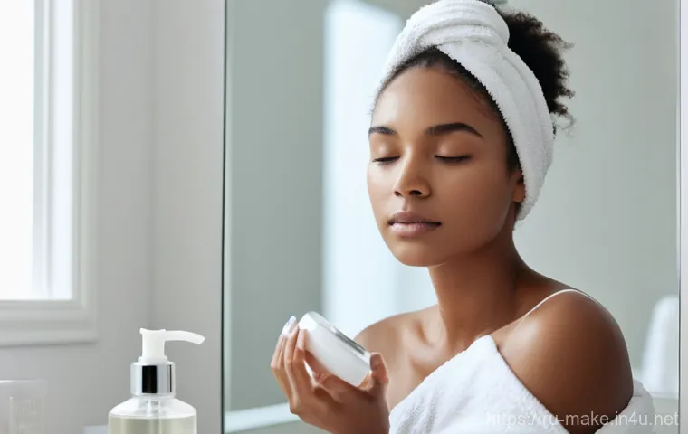 메이크업과 피부관리 병행 사례 - **Prompt: Morning Radiance Skincare Ritual**
    A realistic, high-resolution photo of a young woman...