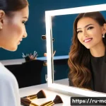 메이크업 전문가와 팀워크 관리 - **Creative Collaboration and Mentorship in a Modern Makeup Studio**
    "A vibrant, brightly lit, mo...