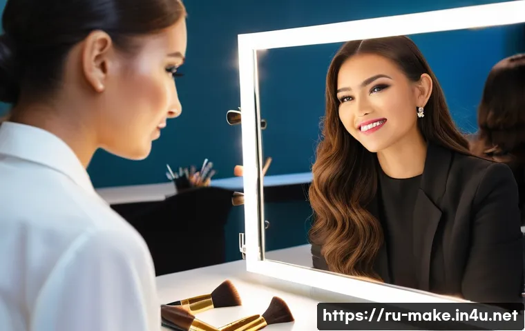 메이크업 전문가와 팀워크 관리 - **Creative Collaboration and Mentorship in a Modern Makeup Studio**
    "A vibrant, brightly lit, mo...